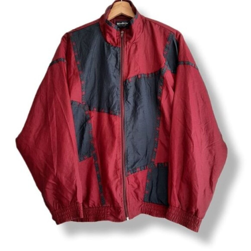 Vintage WEEKEND EDITION Windbreaker Jacket Patchwork Dolman Sleeve Sz L